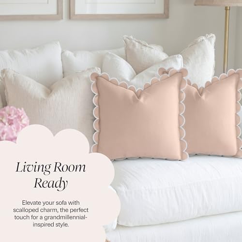 BEBE BASK Scalloped Pillow Cover Set of 2, 100% Cotton - Image 6