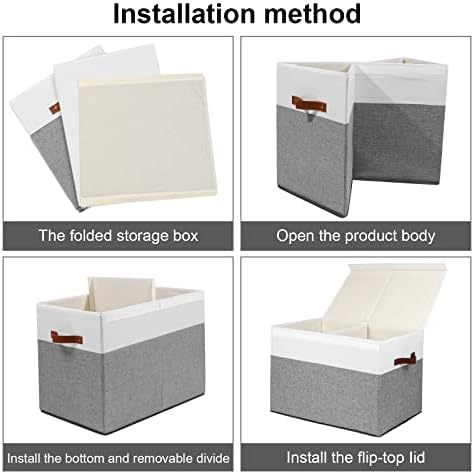 Large Toy Storage Box with Lid, Toy Chest Bin Boxes Basket with Dividers - Image 6