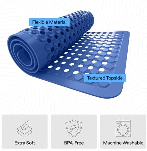 GORILLA GRIP Bath Tub Shower Mat, Bathtub Floor Liner, 35x16 Royal Blue - Image 4
