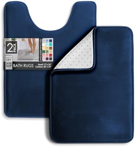 Clara Clark 2 Piece Bathroom Rugs, Velvet Memory Foam Bath Mat Set, Non-Slip - Image 3