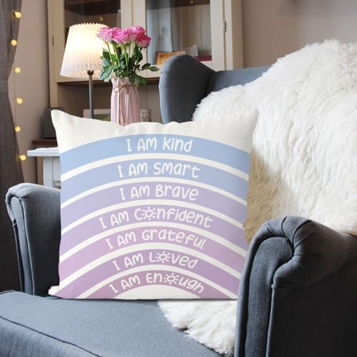 QIYUHOY Royal Purple Boho Rainbow Classroom Throw Pillow Covers, 24x24 Inch - Image 2