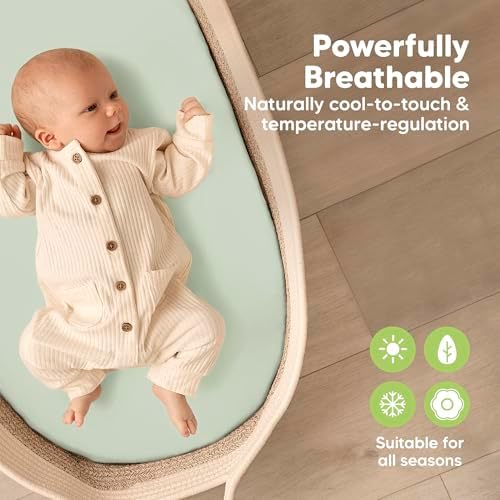 2-Pack Baby Bassinet Sheets Girl, 33x17 Bedside Sheets - Image 4