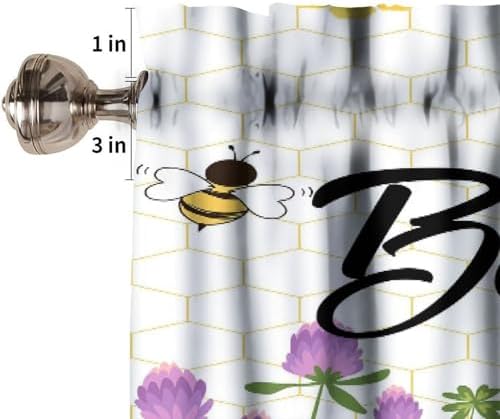 Kids Bee Valance, Spring Floral Watercolor Flower Honey Plants Valance - Image 3