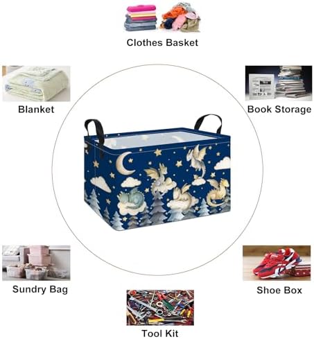 Rectangular Dragon Storage Bin, Medium Fabric Closet Organizer Basket - Image 3