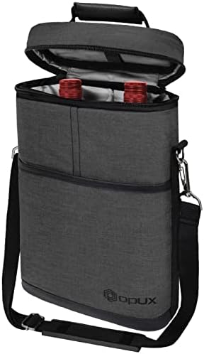 opux 2 Bottle Wine Carrier Tote, Insulated Leakproof Wine Cooler Bag, Wine by OPUX