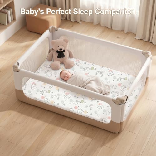 Pack N Play Sheets Fitted, Mini Crib Sheets, Breathable Soft Unisex Playard - Image 6