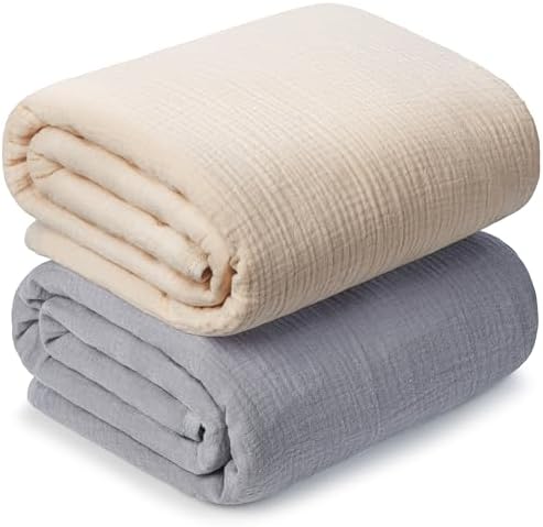 Muslin Swaddle Blankets for Newborn, 2 Pack Breathable Soft Receiving Blanket by GUNTAIL