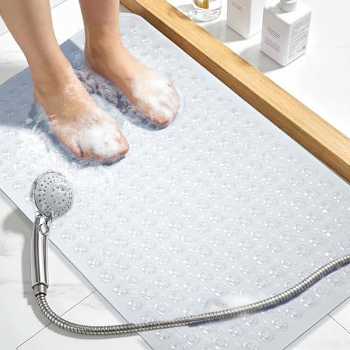 Large Shower Mat Bathtub Mat Bath Mat Non Slip Clear 21.5"x33.5" by NaolotureHome