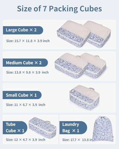 Narwey 7 Set Packing Cubes for Travel Carry on Suitcase, Durable Packing - Image 3