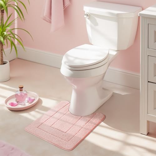 GRANNY SAYS Pink U Shaped Toilet Rug 20" x 24", Non-Slip Bath Mat - Image 3
