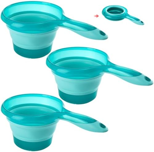 ZEAYEA 3 Pack Folding Water Ladles, Plastic Collapsible Washing Spoons by ZEAYEA