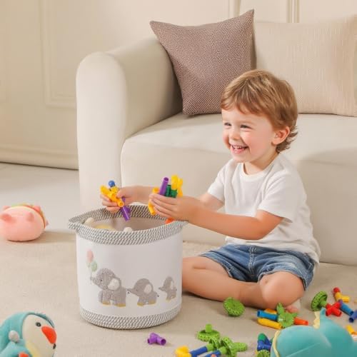 Baby Toy Basket Laundry Hamper Blanket Baskets Cute Elephant Nursery Storage - Image 3