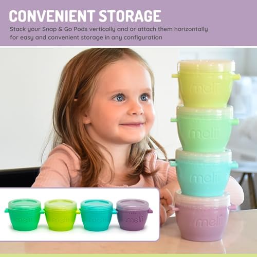 melii Snap & Go Baby Food Storage Containers | 4 Pack 6 oz, Stackable Snack - Image 4