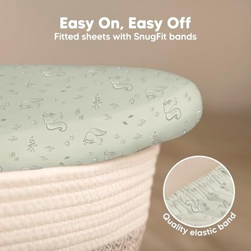 2-Pack Baby Bassinet Sheets Girl, 33x17 Bedside Sheets - Image 5