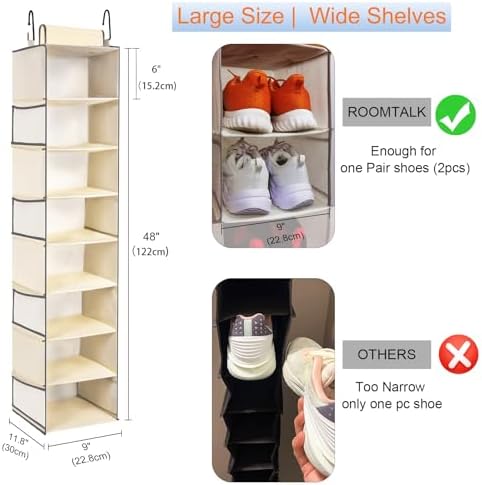 Large-Sized Hanging Shoe Organizer 8-Shelf, Hanging Closet Organizer - Image 3