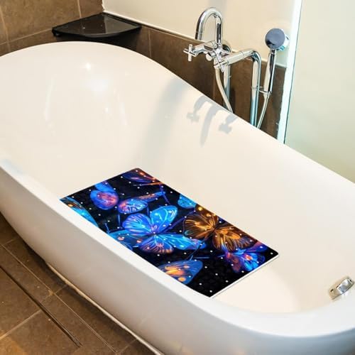 Bathtub Mat Non Slip 26.8x15.1 Inch, Glowing Butterflies Shower Mat - Image 5