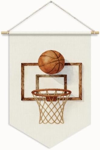 Basketball Room Decor for Boys, Retro Basketball Hoop Wall Banner Flag by Unknown