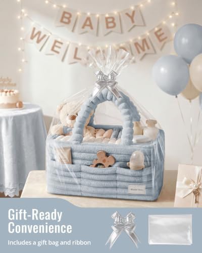 Blissful Diary Flannel Diaper Caddy Organizer & Gift Packaging, Light Blue - Image 6