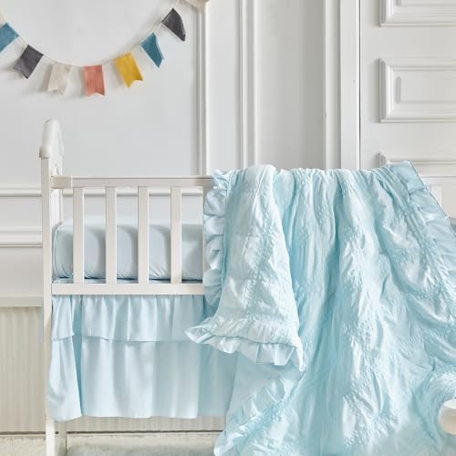 Ruffled Crib Bedding Set Baby Boho Quilted Comforter - Image 6