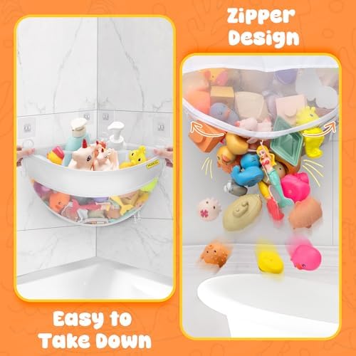 Bath Toy Storage Corner Wall Mounted, 4.32 Gallons Bath Toy Holder - Image 3