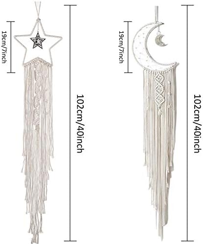 Tarklanda Moon Star Dream Catcher Decor, Macrame Wall Hanging Boho Home Decor - Image 2