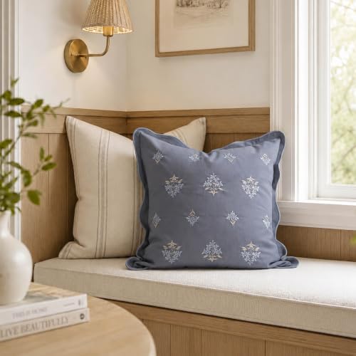 BlissBlush Throw Pillow Cover 20x20, Coastal Blue Blue Velvet Decorative Pillow - Image 5