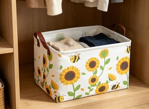 Rectangular Sunflower Baskets Gift Basket Empty Storage Bin Organizer Box Room - Image 3