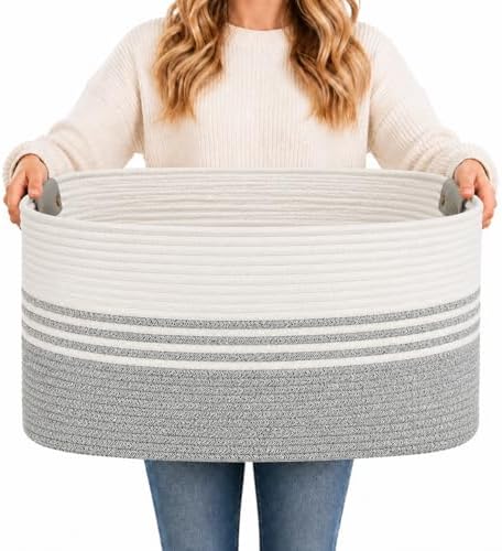 Laundry Hamper with Handles, 72L Rope Laundry Basket by AINUOQI
