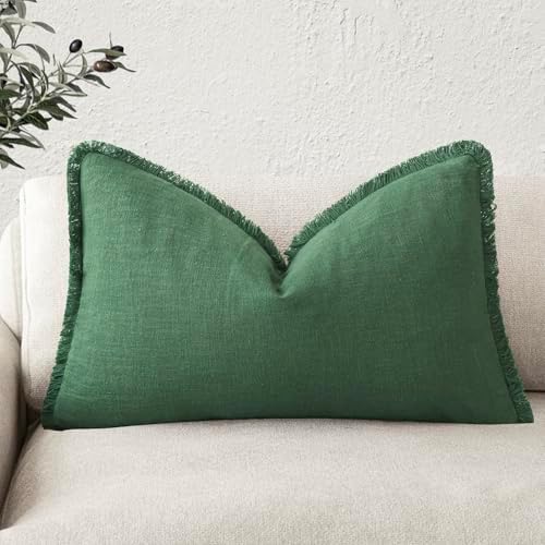 Foindtower Decorative Linen Fringe Lumbar Throw Pillow Covers Cozy Boho by Foindtower