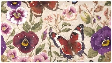Bathtub Mat Non Slip 26.8x15.1In, Butterflies Pansies Bath Mat by Anna+Cowper