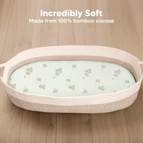 2-Pack Baby Bassinet Sheets Girl, 33x17 Bedside Sheets - Image 2
