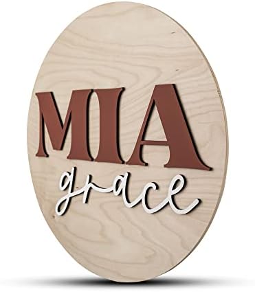 Custom Round Nursery Name Sign, Personalized Wooden Wall Plaque, Baby Shower by HickoryHollowDesigns