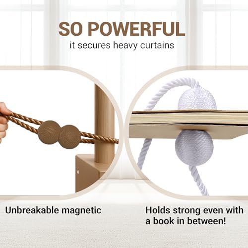 Hion Magnetic Curtain Tiebacks Dark Brown 6pcs, Curtain Holdbacks Hooks - Image 6