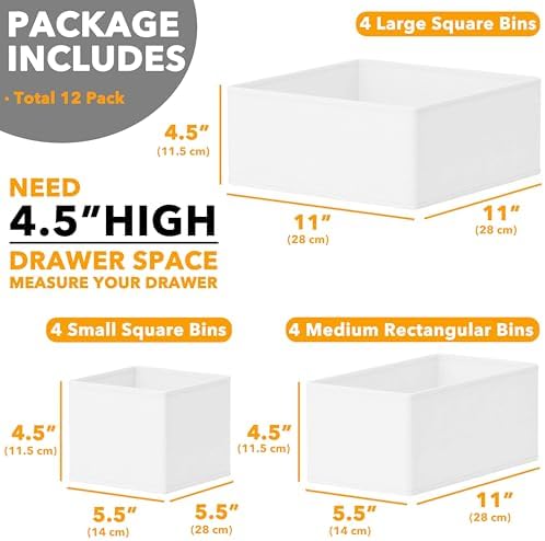 SpaceAid Drawer Organizer Clothes, 12 Pack Dresser Organizer Bins - Image 6