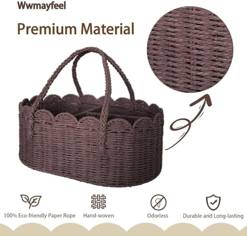 Diaper Caddy Organizer, Paper Rope Storage Baskets Nursery Bin - Image 2
