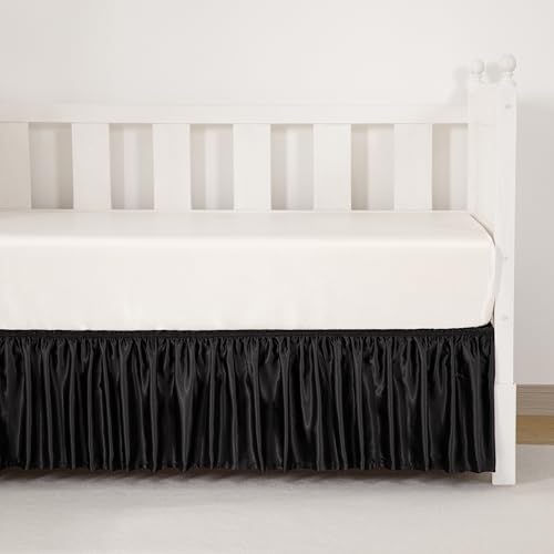 Black Satin Crib Bed Skirt - Image 3