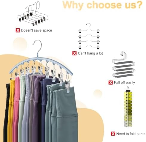 Volnamal Legging Organizer for Closet, Metal Yoga Pants Hanger w/Rubber Coated - Image 3