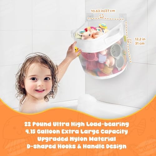 Bath Toy Storage, 4.15 Gallons Bath Toy Holder Wall-Mounted Shower Caddy - Image 2