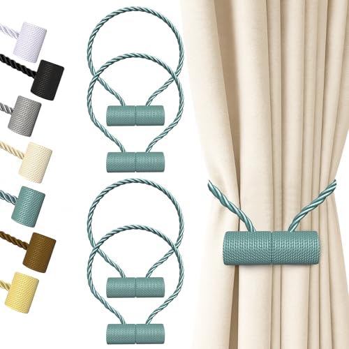 Hion Magnetic Curtain Tiebacks Blue 4pcs, Curtain Holdbacks Hooks Holders by Hion