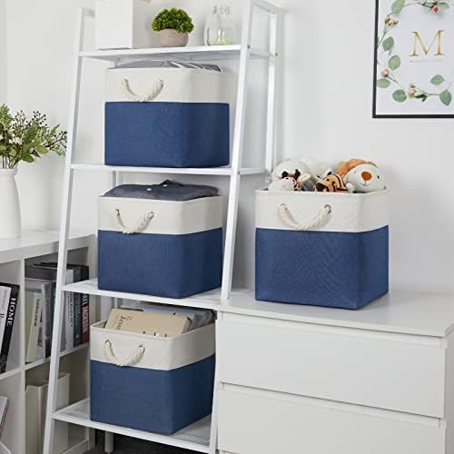 Temary Fabric Storage Cubes for Organizing 4Pack Blue Fabric Storage Basket 12 - Image 5