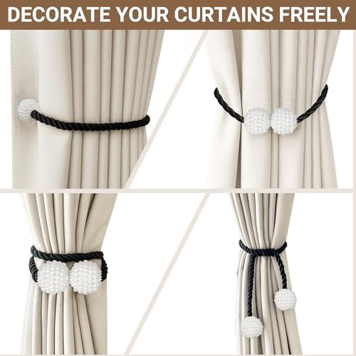 Hion Magnetic Curtain Tiebacks Black 2pcs, Curtain Holdbacks Hooks Holders - Image 5