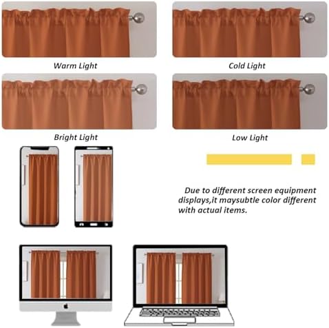 Chyhomenyc Orange Valance for Windows, Light Filtering Faux Linen Textured - Image 4