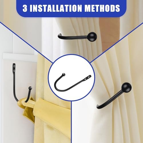 12PCS Curtain Tie Back Hooks, Metal Curtain Holdbacks Side Tiebacks Wall Mounted - Image 4
