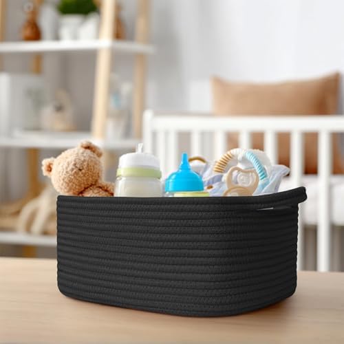 Black Basket for Gifts, Woven Gift Baskets Empty, Cotton Rope Storage Bin for - Image 6