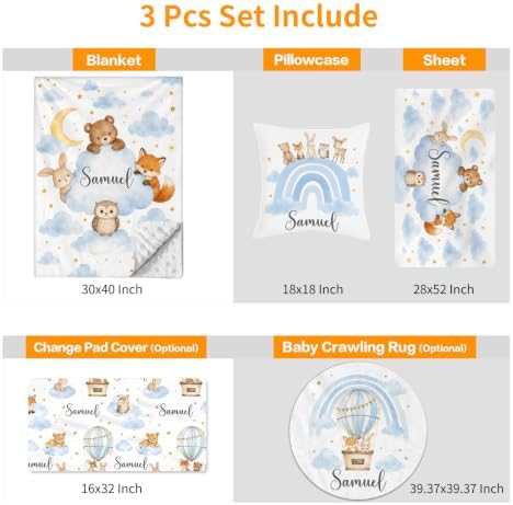 Custom Baby Boy Minky Crib Bedding Set, Animal Bedding 3 Pcs Set - Image 4