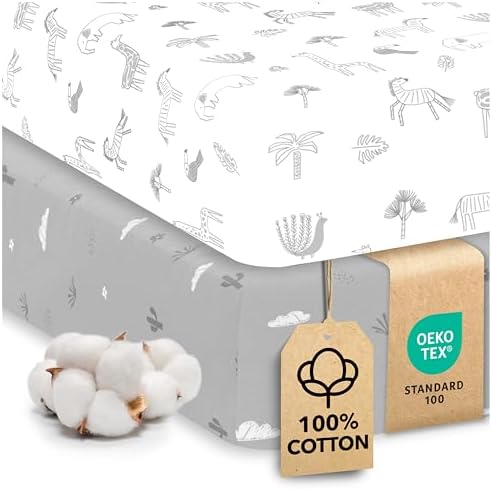 Cotton Crib Sheets 2 Pack – Sweety Fox Mini Fitted Sheets by SweetyFox