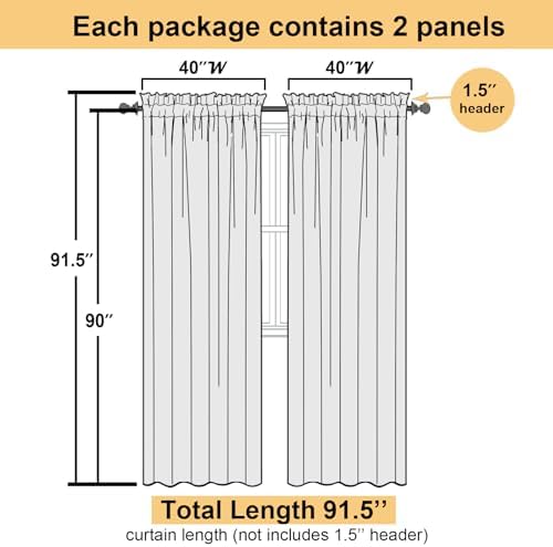 Lecloud Leia Dark Gold Sheer Curtains 90 Inches Long 2 Panels, Textured French - Image 5