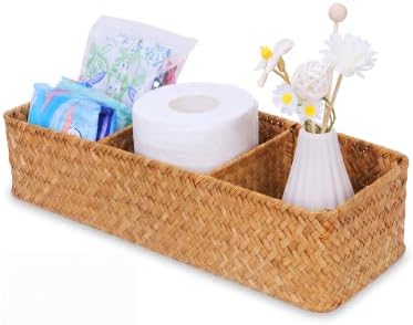 Nonam 3-Section Seagrass Tea Bag Organizer, Wicker divided basket - Image 5