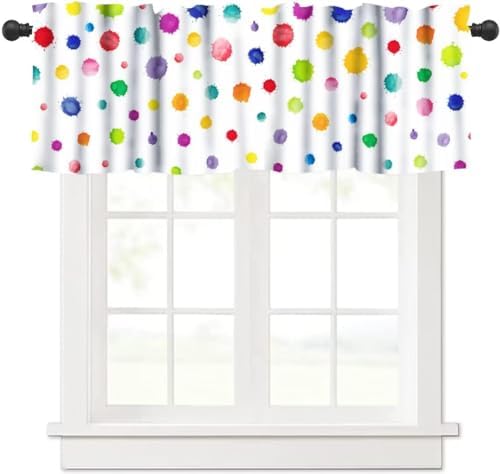 Colorful Polka Dot Valances Kids Curtains Abstract Watercolor Cute Graffiti by DDCBNS