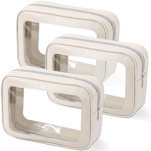 YOPCDJ 3PCS Clear Toiletry Bag, TSA Approved Travel Makeup Pouch by YOPCDJ